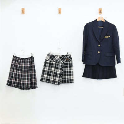 【中古】福島県 福島大学附属中学校 女子制服 4点（ブレザー・スカート・スカート・スカート）sf008489