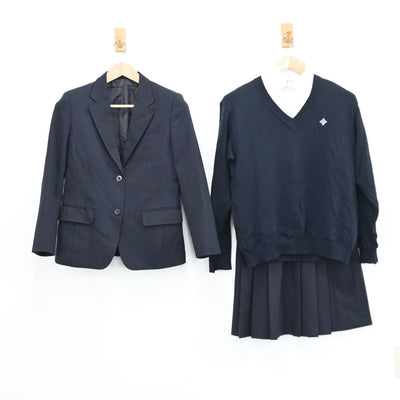 【中古】福岡県 筑紫丘高等学校 女子制服 5点（ブレザー・ニット・スカート・シャツ）sf008491