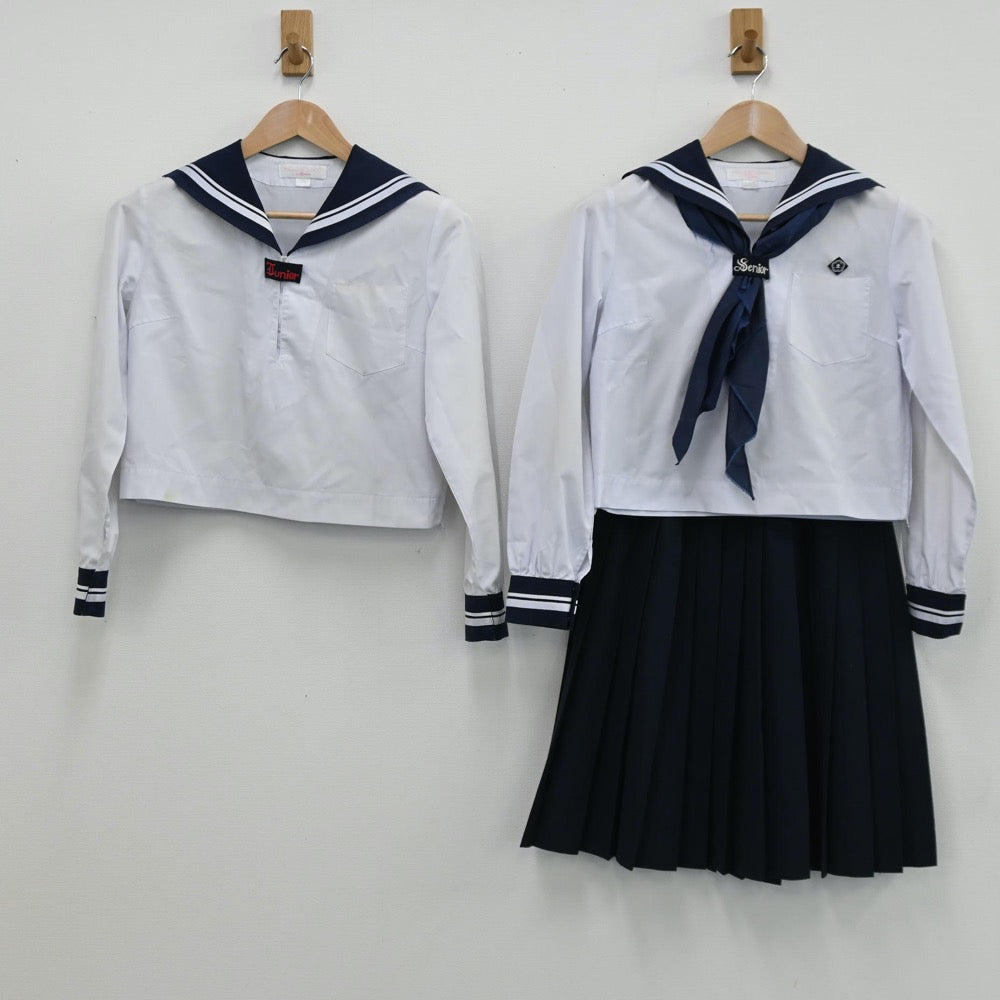 【中古】高知県 土佐女子中学高等学校 女子制服 5点（セーラー服・セーラー服・スカート）sf008500