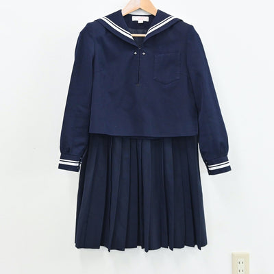 【中古】高知県 土佐女子中学高等学校 女子制服 2点（セーラー服・スカート）sf008501