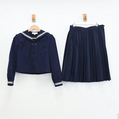 【中古】高知県 土佐女子中学高等学校 女子制服 2点（セーラー服・スカート）sf008501