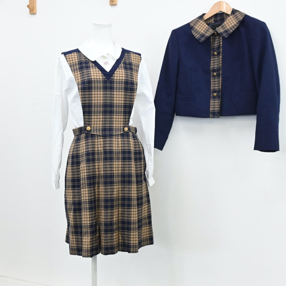 【中古】熊本県 秀岳館高等学校 女子制服 6点（ブレザー・シャツ・ジャンパースカート）sf008502