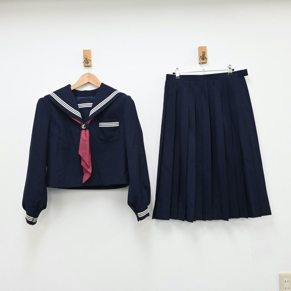 【中古】兵庫県 加古川市立中部中学校 女子制服 3点（セーラー服・スカート）sf008516