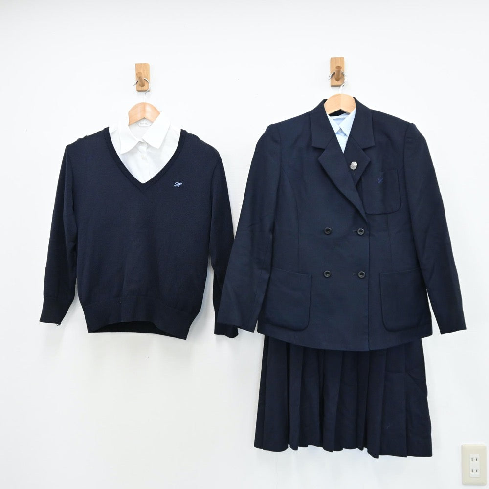 【中古】千葉県 日出学園高等学校 女子制服 5点（ブレザー・ニット・シャツ・ジャンパースカート）sf008530