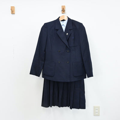 【中古】千葉県 日出学園高等学校 女子制服 5点（ブレザー・ニット・シャツ・ジャンパースカート）sf008530