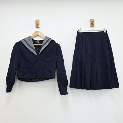 【中古】大阪府 私立明浄学院高等学校 女子制服 4点（セーラー服・ニット・スカート・スカート）sf008540