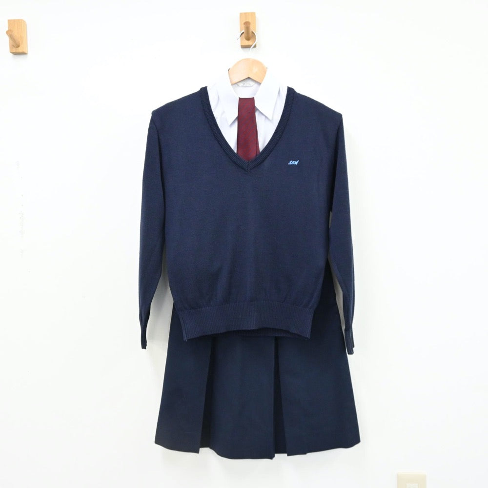 【中古】埼玉県 伊奈高等学校 女子制服 5点（ブレザー・シャツ・ニット・スカート）sf008554