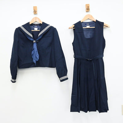 【中古】東京都 砂町中学校 女子制服 3点（セーラー服・ジャンパースカート）sf008568