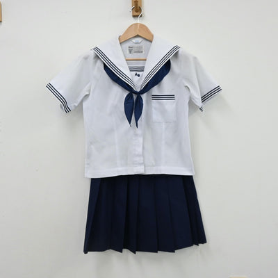 【中古】愛知県 安城学園高等学校 女子制服 5点（セーラー服・ニットベスト・スカート）sf008575