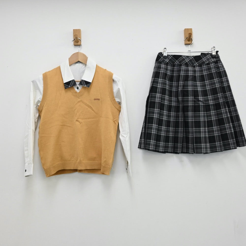 【中古】大分県 大分工業高等学校 女子制服 3点（シャツ・ニットベスト・スカート）sf008582