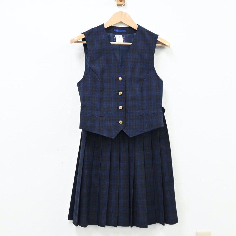 【中古】千葉県 千葉県立幕張総合高等学校 女子制服 5点（ブレザー・ベスト・スカート）sf008597