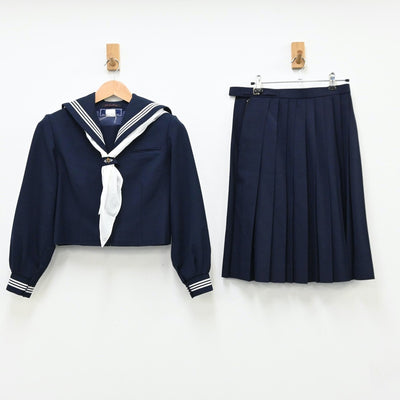 【中古】東京都 墨田区向島中学校 女子制服 3点（セーラー服・スカート）sf008603