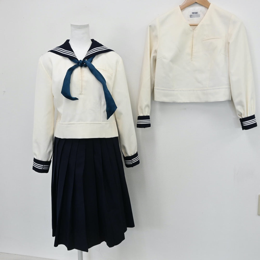 【中古】東京都 東京女学館高等学校 女子制服 3点（セーラー服・スカート）sf008612