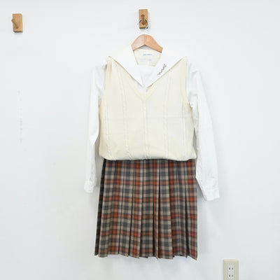 【中古】愛知県 名城大学附属高等学校 女子制服 3点（セーラー服・ニットベスト・スカート）sf008618