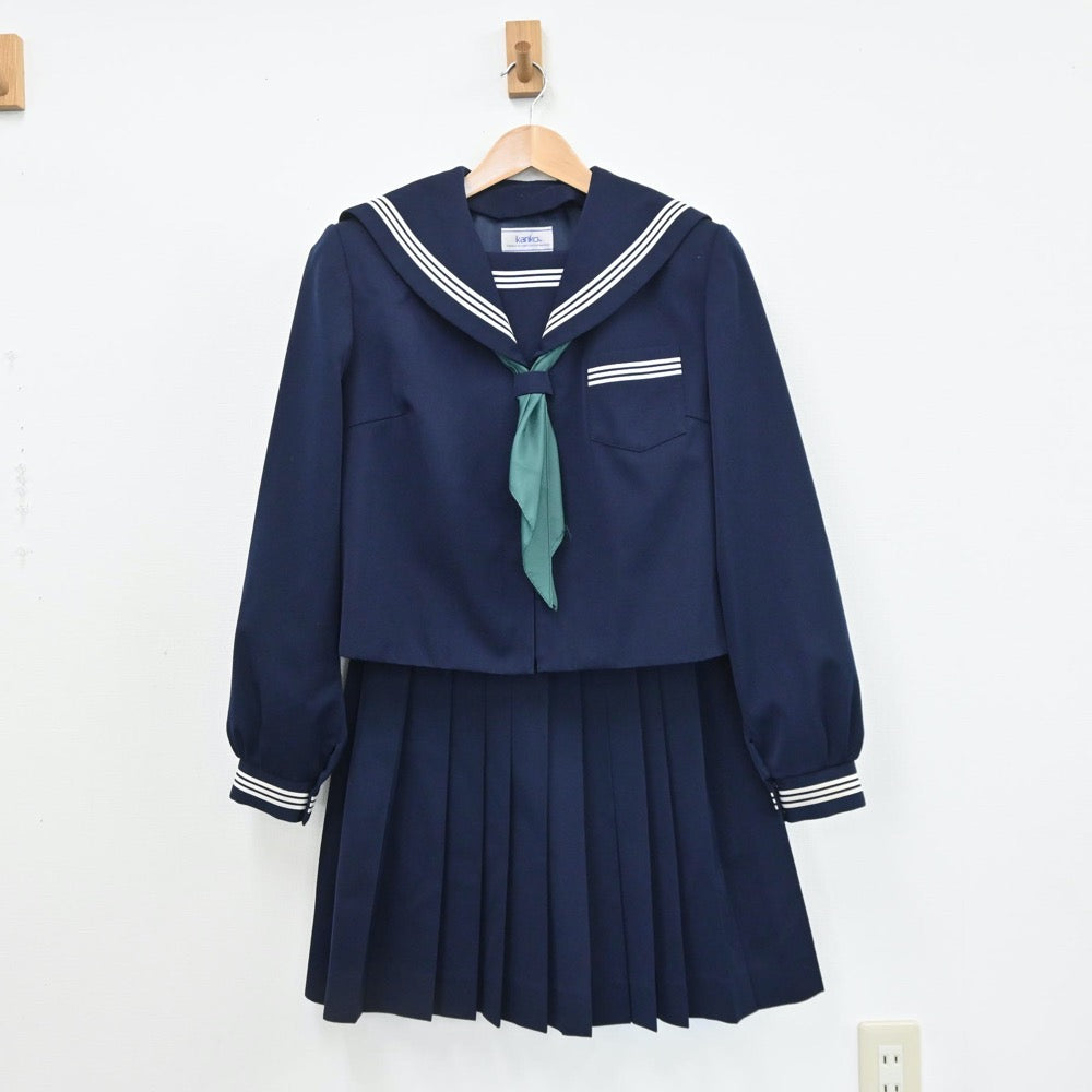 【中古】青森県 青森県立東平内中学校 女子制服 4点（セーラー服・セーラー服・スカート）sf008682