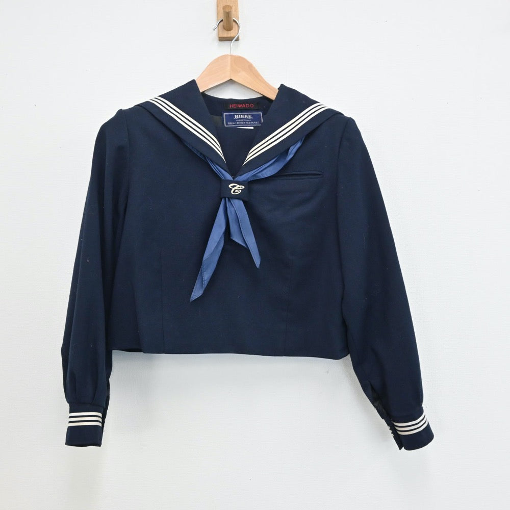 【中古】埼玉県 越谷市立中央中学校 女子制服 2点（セーラー服・ジャンパースカート）sf008709