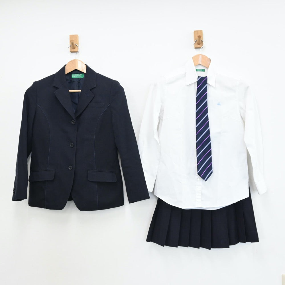 【中古】京都府 京都共栄学園中学校 女子制服 5点（ブレザー・シャツ・ニット・スカート）sf008721