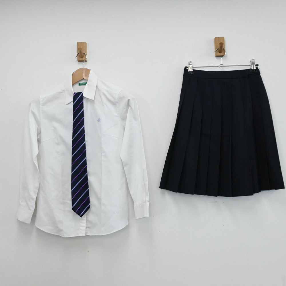 【中古】京都府 京都共栄学園中学校 女子制服 5点（ブレザー・シャツ・ニット・スカート）sf008721