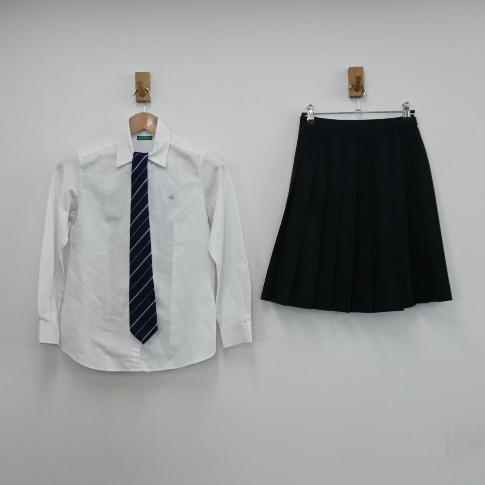 【中古】京都府 京都共栄学園中学校 女子制服 5点（ブレザー・ニット・シャツ・スカート）sf008722