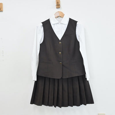 【中古】静岡県 不二聖心女子学院高等学校 女子制服 3点（ベスト・シャツ・スカート）sf008723