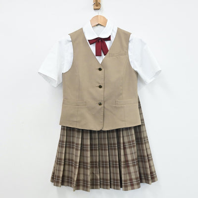 【中古】静岡県 不二聖心女子学院高等学校 女子制服 4点（シャツ・スカート・ベスト）sf008724