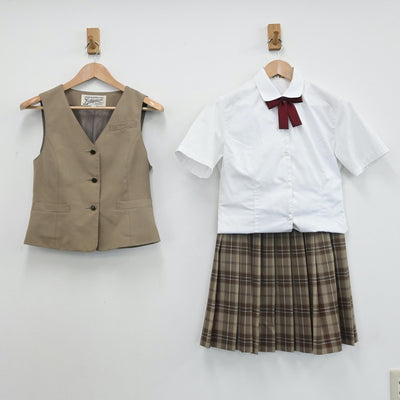 【中古】静岡県 不二聖心女子学院高等学校 女子制服 4点（シャツ・スカート・ベスト）sf008724