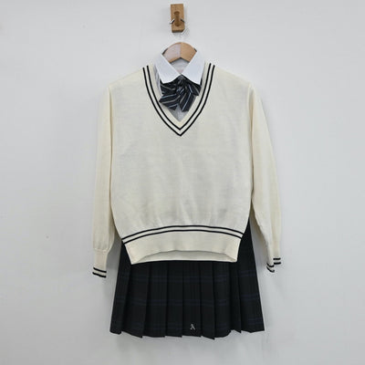 【中古】大阪府 大阪府立旭高等学校 女子制服 6点（ブレザー・ニット・シャツ・スカート）sf008728