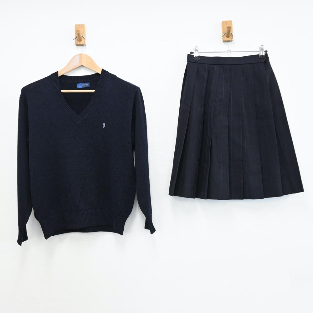 【中古】神奈川県 横浜清風高等学校 女子制服 4点（ブレザー・ニット・スカート）sf008732