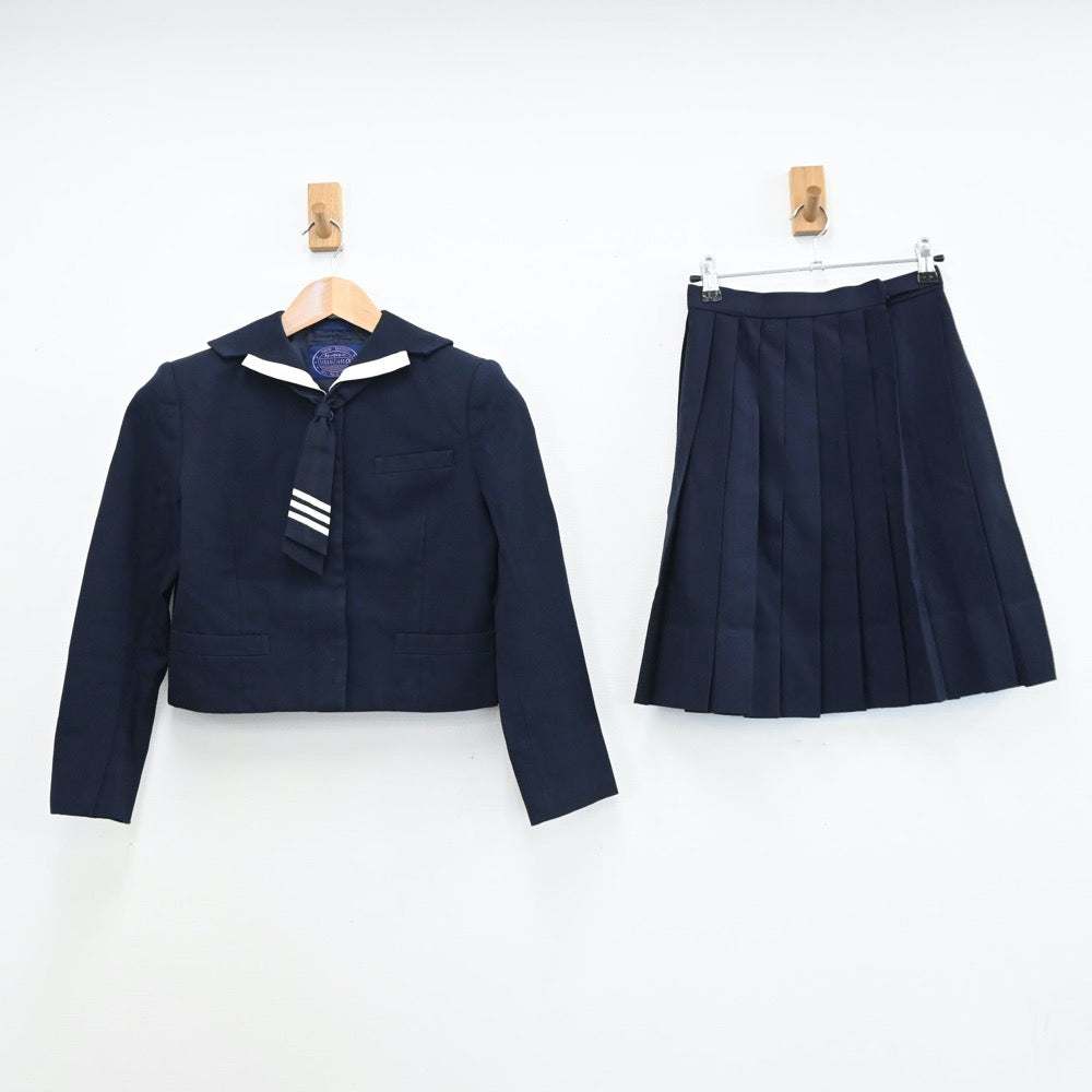 【中古】京都府 京都共栄学園中学校 女子制服 3点（セーラー服・スカート）sf008742