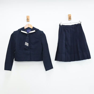 【中古】京都府 京都共栄学園中学校 女子制服 3点（セーラー服・スカート）sf008742