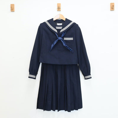 【中古】新潟県 新潟県加茂市立葵中学校 女子制服 4点（セーラー服・スカート）sf008757