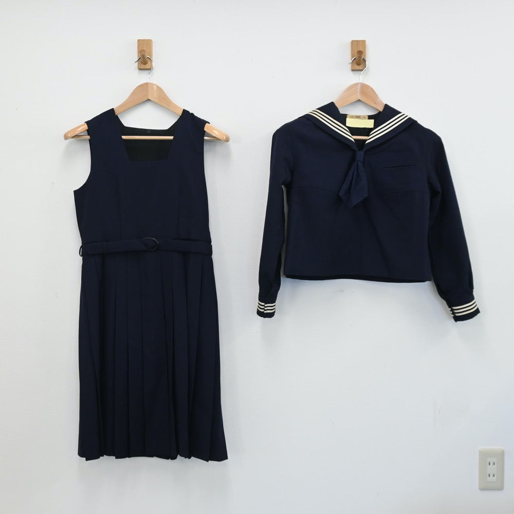 【中古】東京都 十文字高等学校 女子制服 2点（セーラー服・ジャンパースカート）sf008789