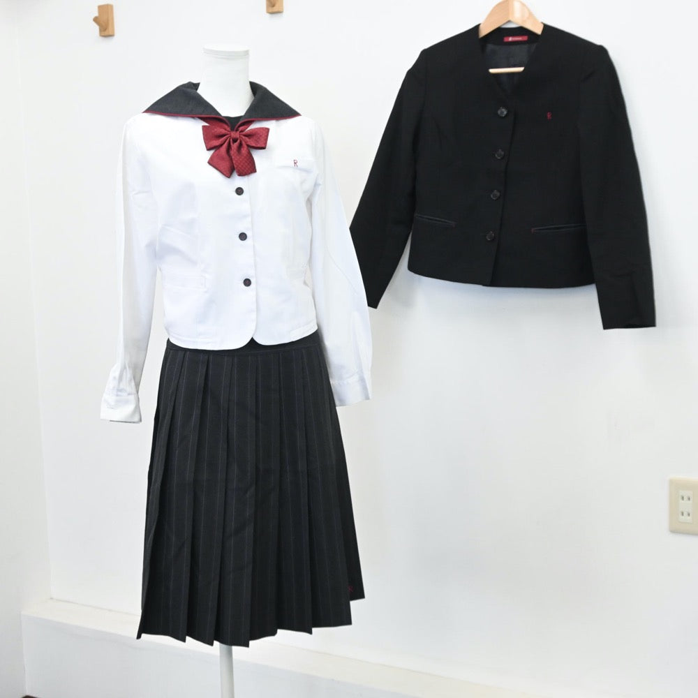 【中古】北海道 立命館慶祥中学校 女子制服 5点（ブレザー・セーラー服・セーラー服・スカート）sf008796