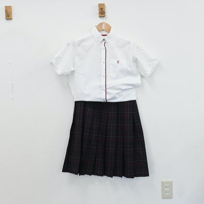 【中古】北海道 立命館慶祥中学校 女子制服 3点（シャツ・スカート）sf008797