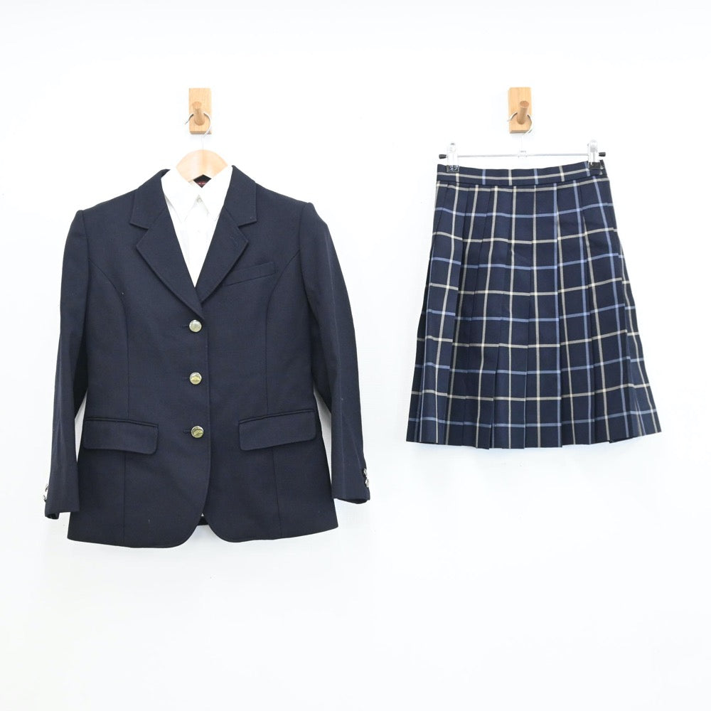 【中古】群馬県 高崎商科大学附属高等学校 女子制服 4点（ブレザー・シャツ・ニットベスト・スカート）sf008820