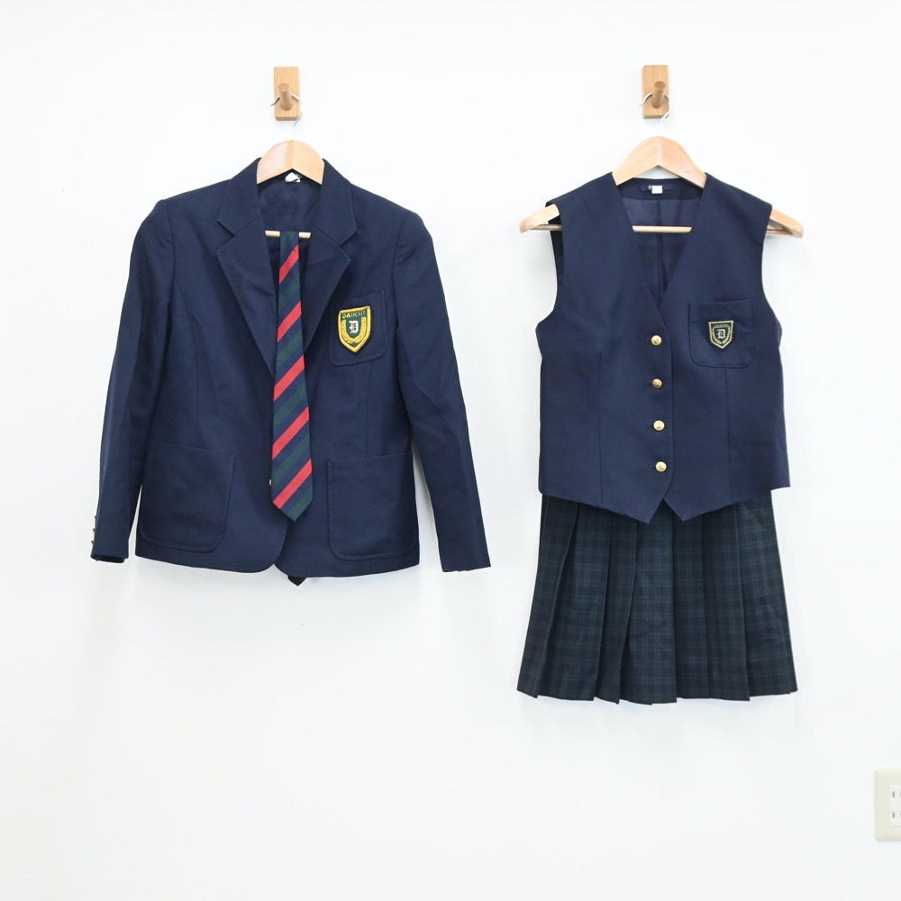 【中古】福岡県 福岡第一高等学校 女子制服 4点（ブレザー・ベスト・スカート）sf008821