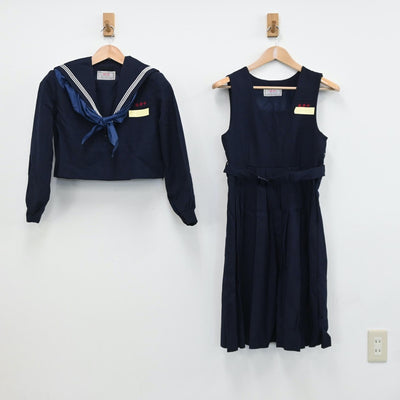 【中古】福岡県 篠栗中学校 女子制服 4点（セーラー服・ジャンパースカート）sf008830