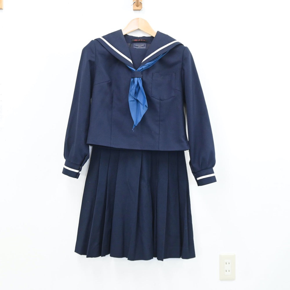 【中古】福島県 小名浜第一中学校 女子制服 3点（セーラー服・スカート）sf008832