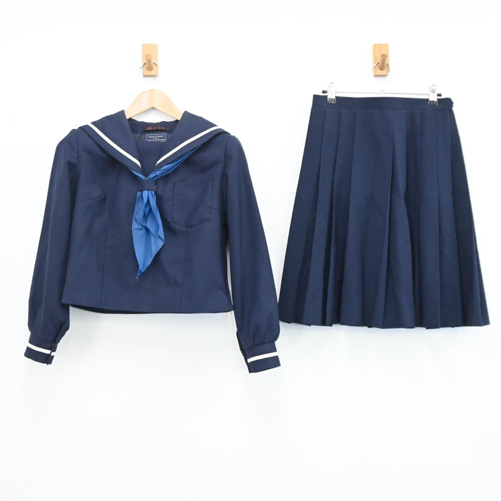 【中古】福島県 小名浜第一中学校 女子制服 3点（セーラー服・スカート）sf008832