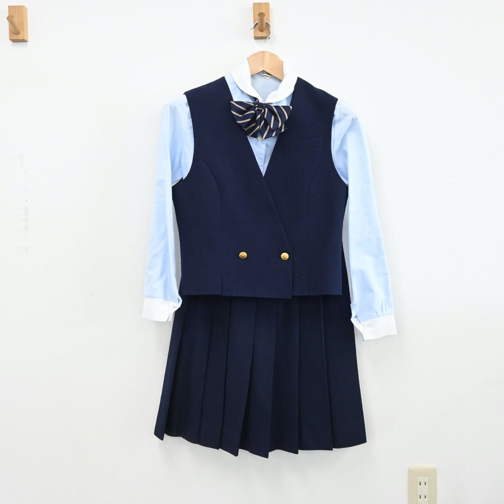 【中古】広島県 安田女子中学高等学校 女子制服 9点（ブレザー・シャツ・ベスト・スカート）sf008866