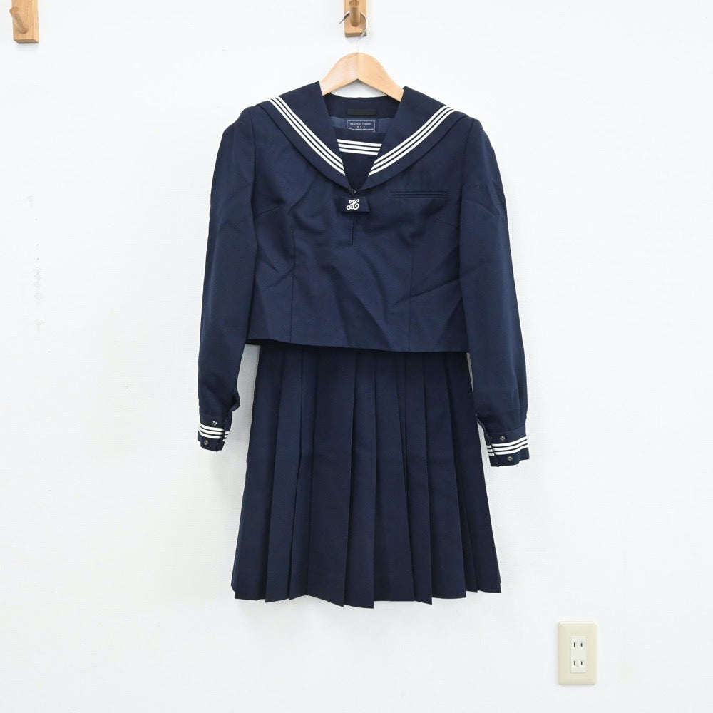 【中古】茨城県 水海道中学校 女子制服 2点（セーラー服・スカート）sf008869