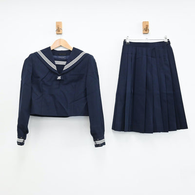 【中古】茨城県 水海道中学校 女子制服 2点（セーラー服・スカート）sf008869