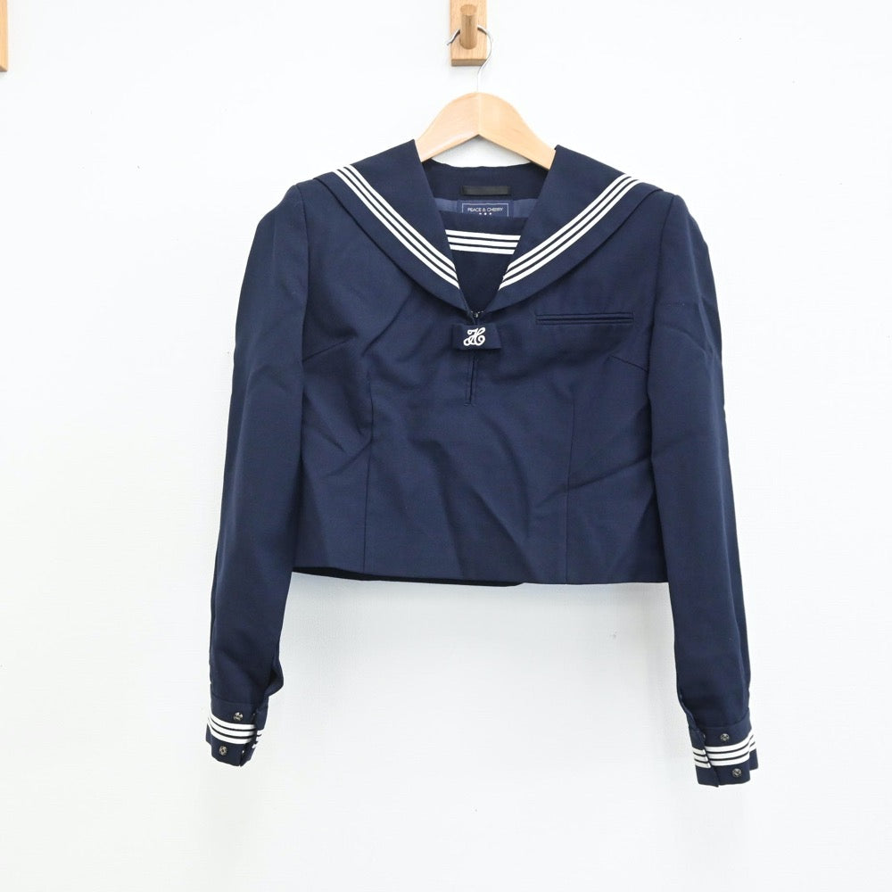 【中古】茨城県 水海道中学校 女子制服 2点（セーラー服・スカート）sf008869