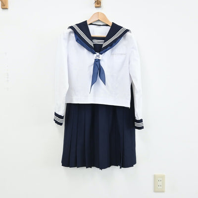 【中古】茨城県 水海道中学校 女子制服 3点（セーラー服・スカート）sf008871