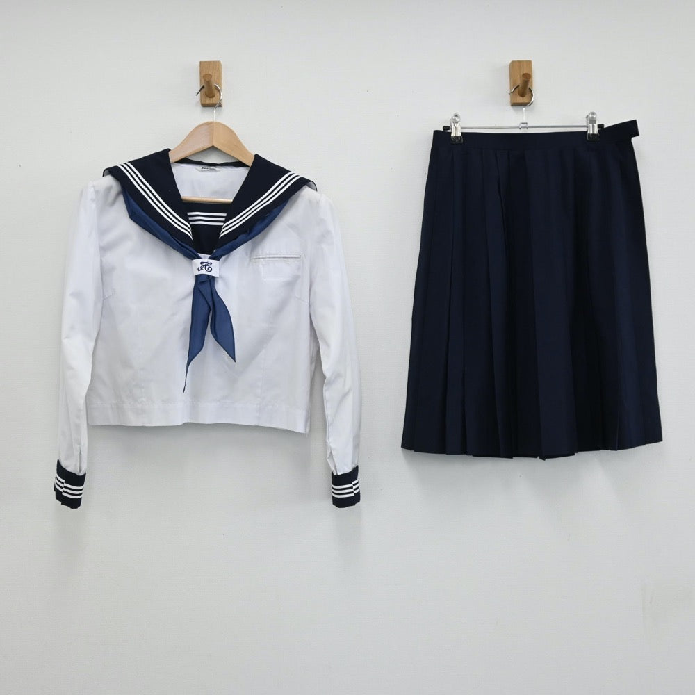 【中古】茨城県 水海道中学校 女子制服 3点（セーラー服・スカート）sf008871