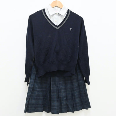 【中古】静岡県 染葉学園東海文化専修学校 女子制服 6点（ブレザー・シャツ・ニット・スカート）sf008890