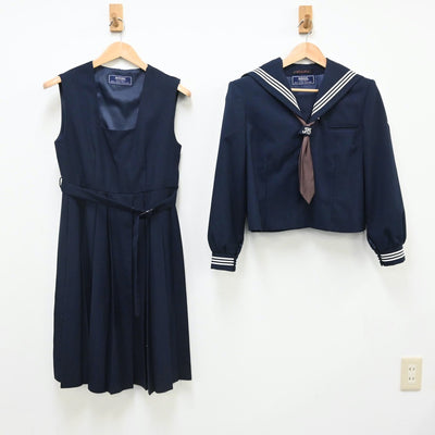 【中古】千葉県 千葉県柏市立富勢中学校 女子制服 3点（セーラー服・ジャンパースカート）sf008891