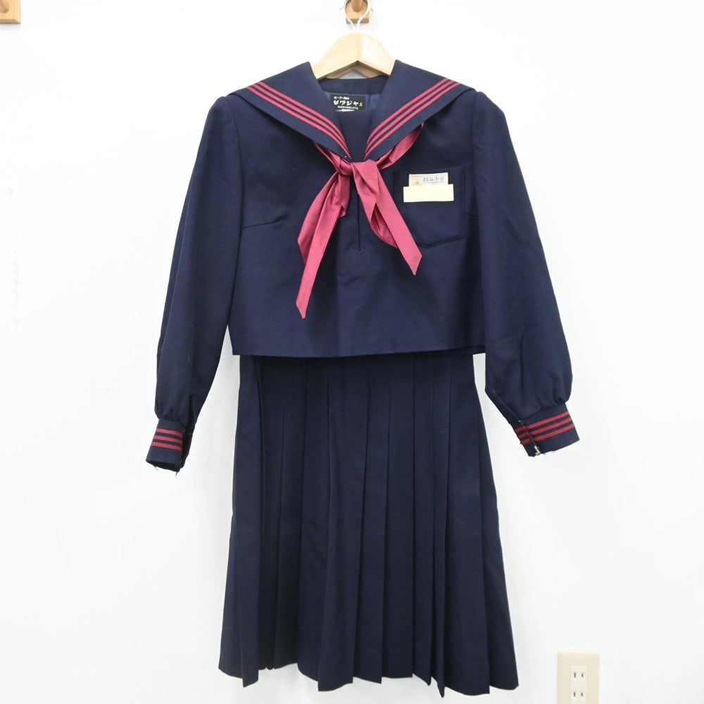 【中古】大分県 鶴谷中学校 女子制服 3点（セーラー服・ジャンパースカート）sf008913