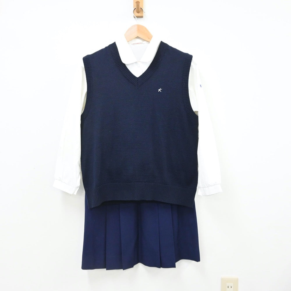 【中古】埼玉県 大宮光陵高等学校 女子制服 5点（ブレザー・シャツ・ニットベスト・スカート）sf008925