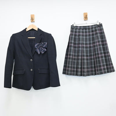 【中古】東京都 富士森高等学校 女子制服 4点（ブレザー・ニット・スカート）sf009048